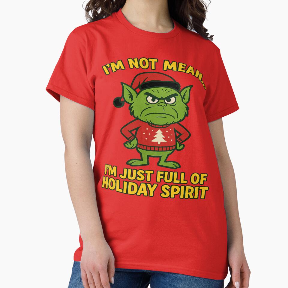 Funny Grumpy Green Goblin Funny Holiday Spirit Christmas Design by JollyDoodle Studio