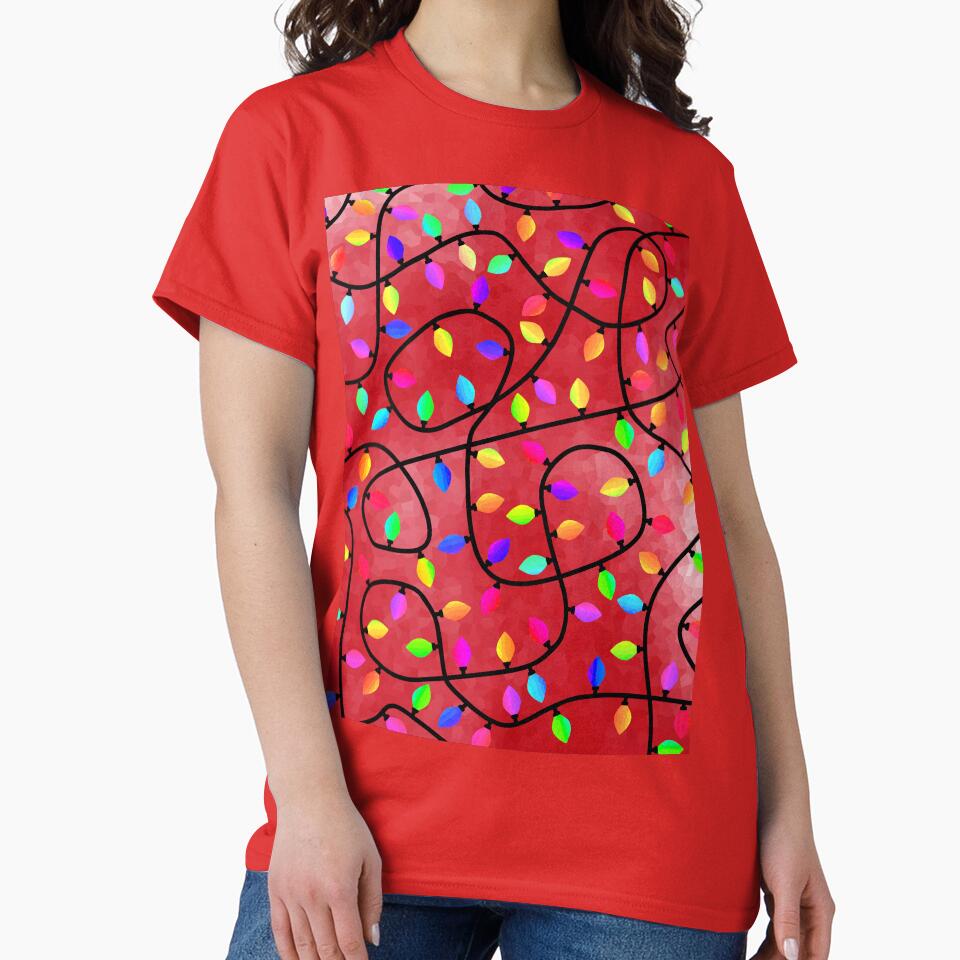 Christmas Tree Lights On Red by Sartoris Art