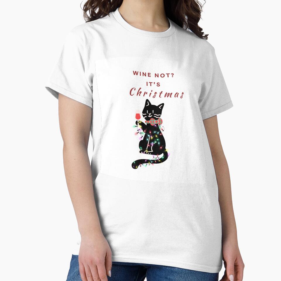 "Wine Not, It's CHRISTMAS!" CHRISTMAS CAT TREE ORNAMENT by TravelbyNana