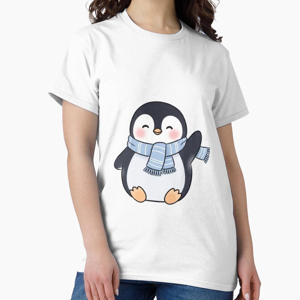 Cute Penguin with Blue Scarf – Kawaii Winter Cartoon Sticker Design by soletstudio