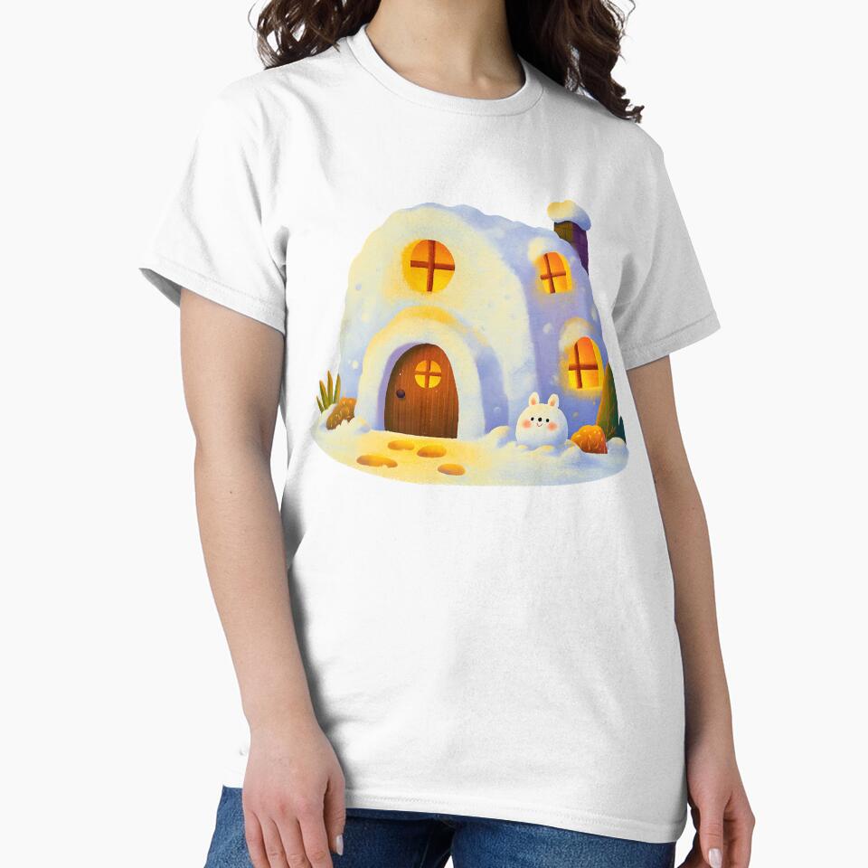 Cute Snow Bunny and Warm Igloo Cottage Sticker by AMIDATORA