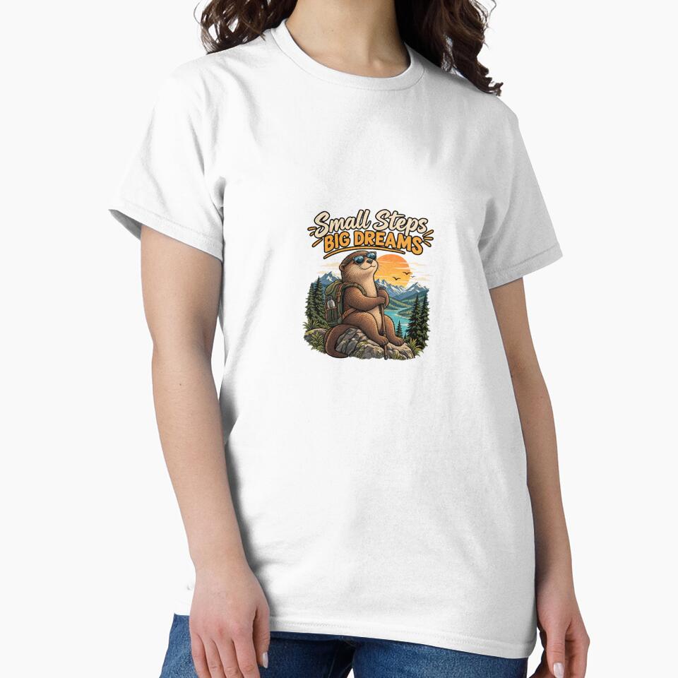 Otter Hiking Mountain Adventure Vintage Illustration by lovepower