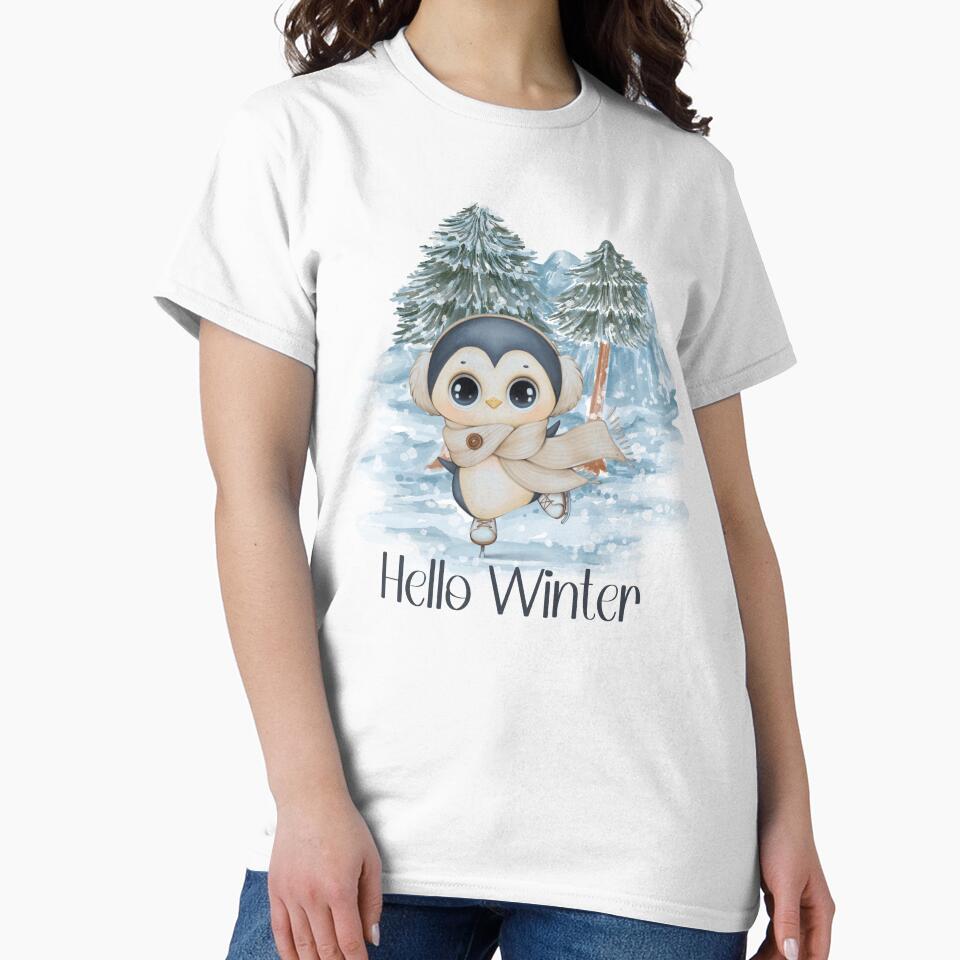 Hello Winter Cute Penguin by HappyLifeCreate