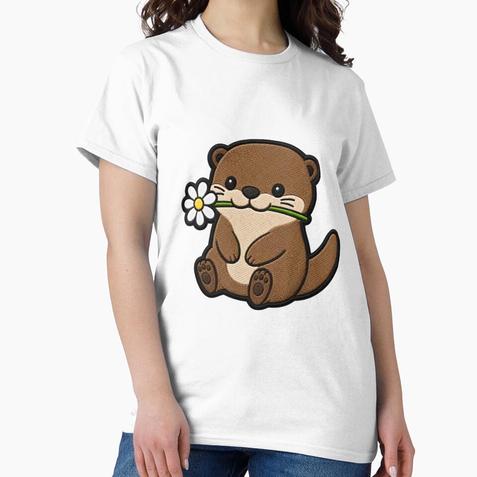 Cute Otter Holding a Flower Embroidery Patch by ColorSplash123