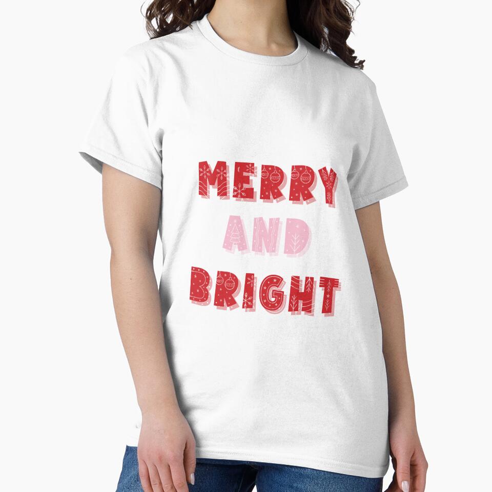 Merry and Bright, Merry Christmas, Christmas, Holiday Season, Pink by Magic Love Art Print