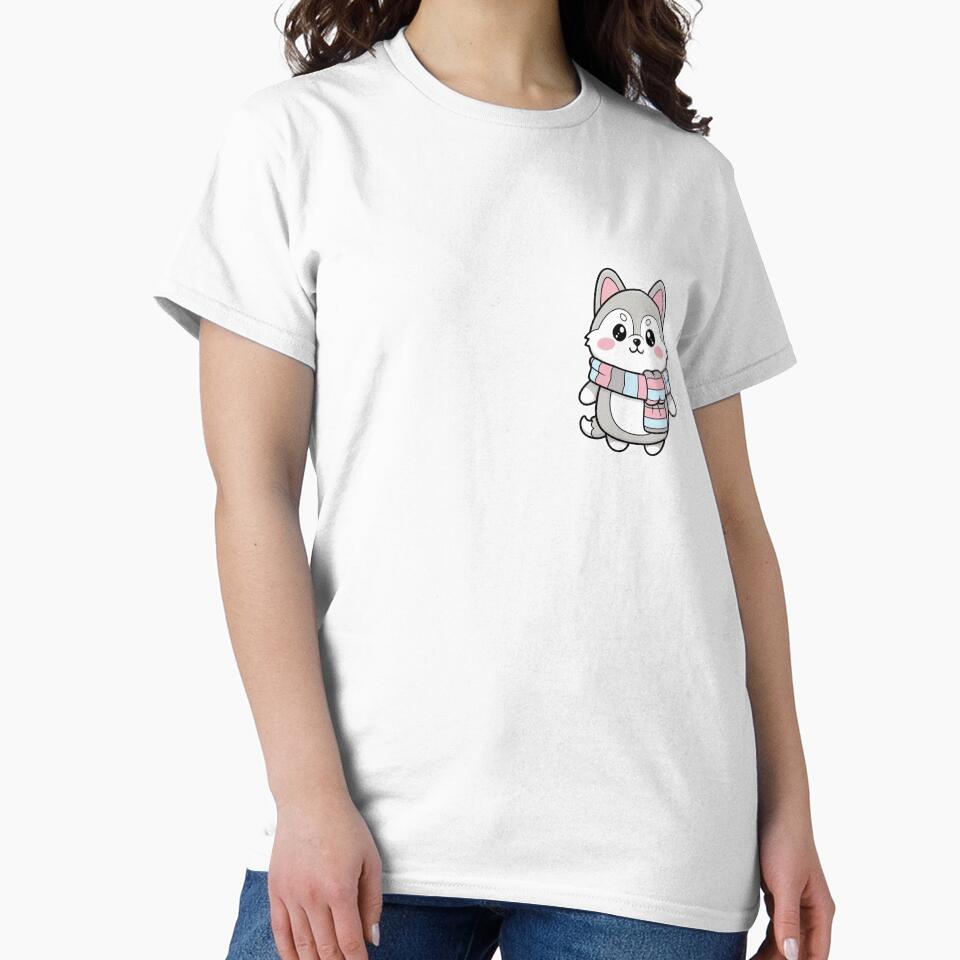 Cute Kawaii Wolf with Scarf Illustration by Hannah-Yei