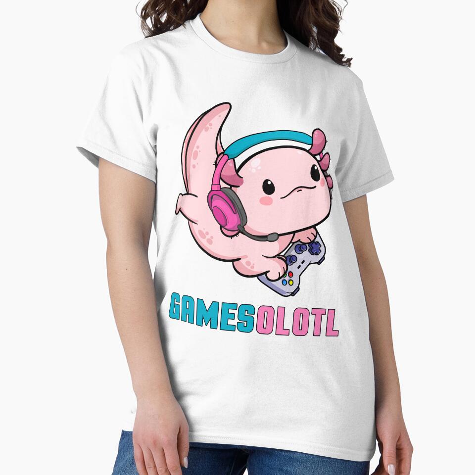 Pink Axolotl Playing video games Gamesalotl by JuliaPop
