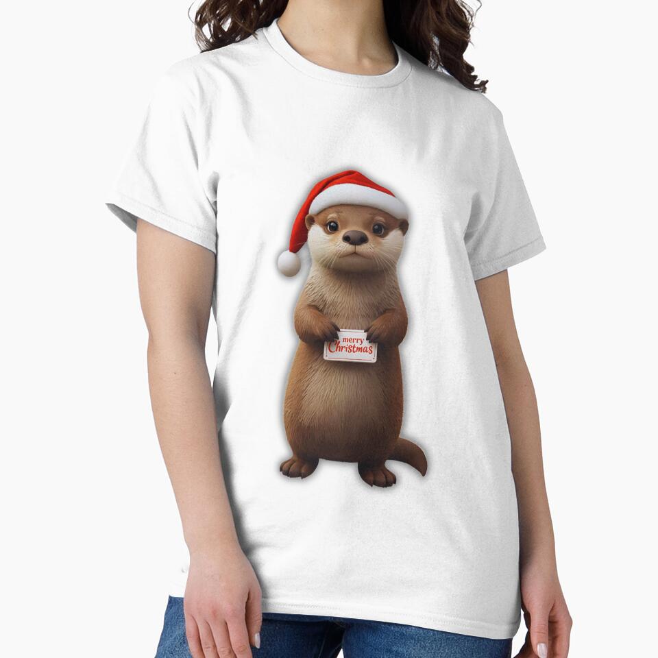 Adorable Santa Otter Illustration – Festive Holiday Artwork by Otterly Cute