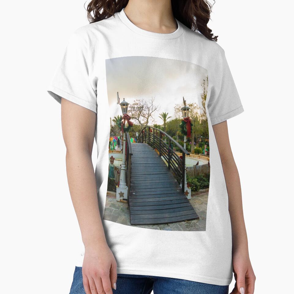 Wooden Footbridge in Festive Park Decorated for Christmas Holiday Celebration by Nmallia
