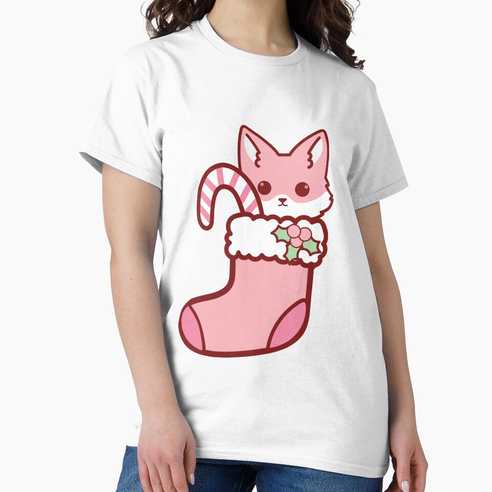 Pink Fox Christmas Stocking by SunMoonMilk