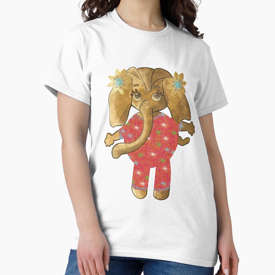 Elephant Girl in Red Red Christmas Pajamas by Svetlana  Horvat