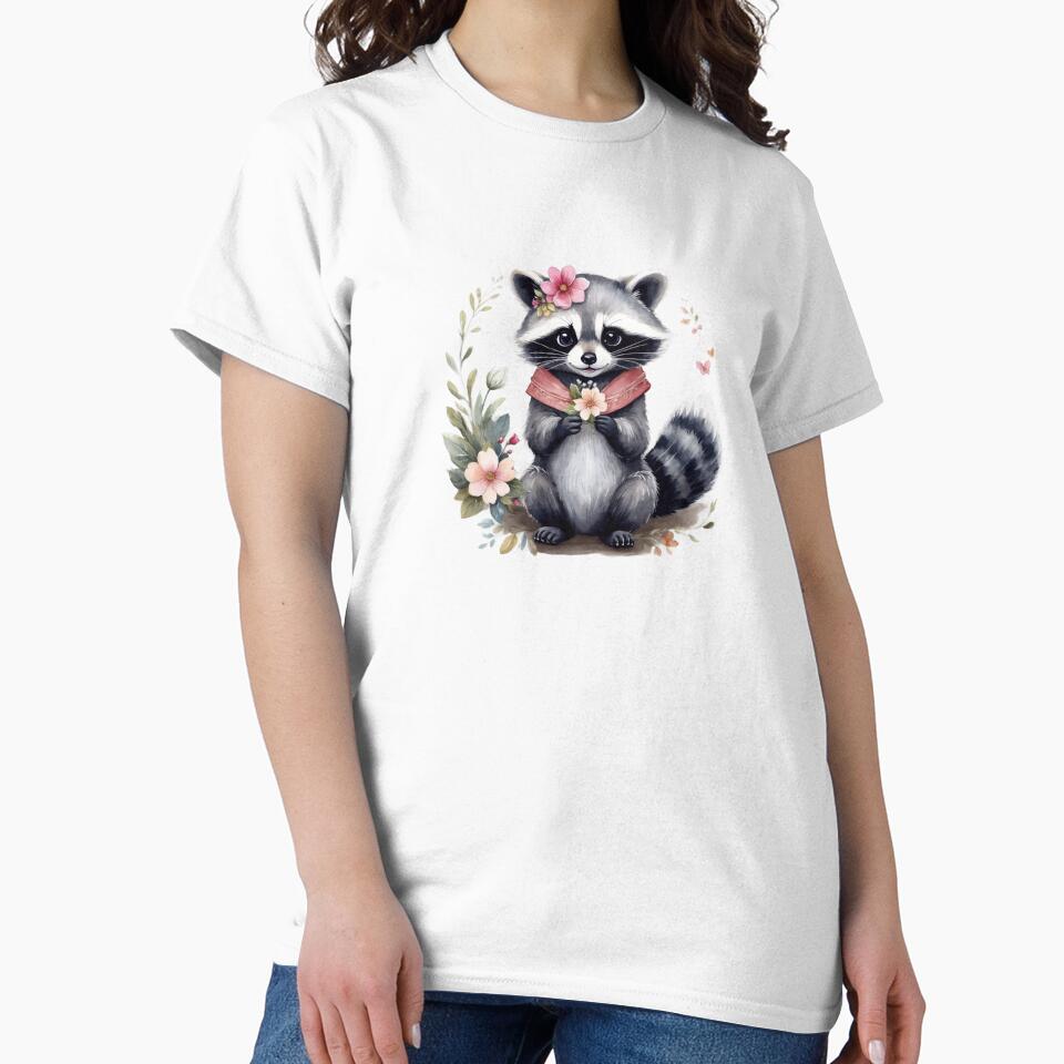 Playful Watercolor Raccoon Art by Victoria Riabov