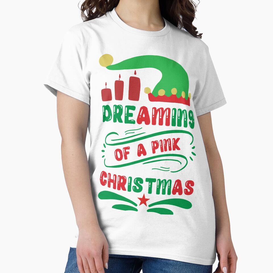 Dreaming of a Pink Christmas - Trendy Pastel Holiday Slogan by FuzionRaptor