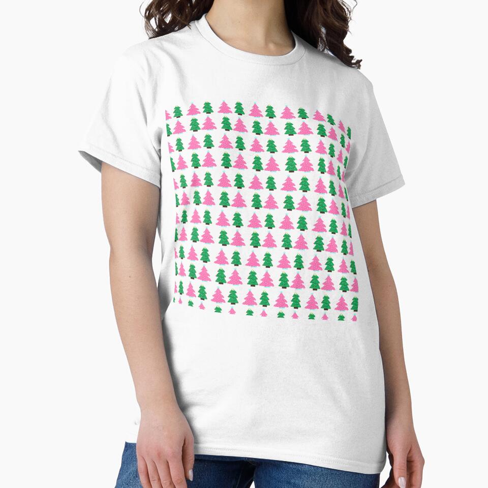 Green and Pink Christmas Tree Print by DanielleGensler