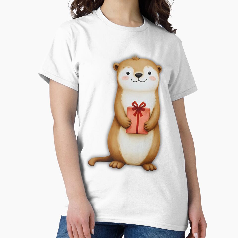 Kawaii Otter Holding a Gift – Cute & Cozy Christmas Design by Otterly Cute