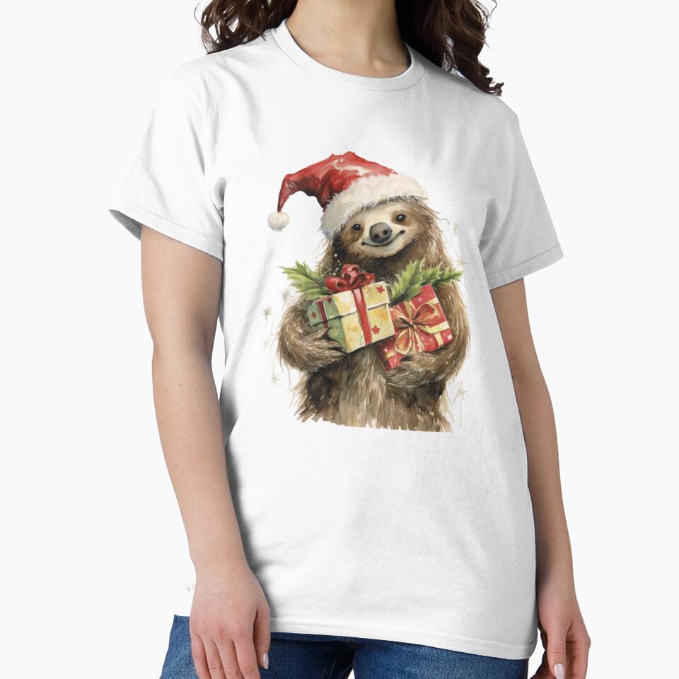Merry Slothmas, Sloth Holding Christmas Presents by CreativeDecorCo