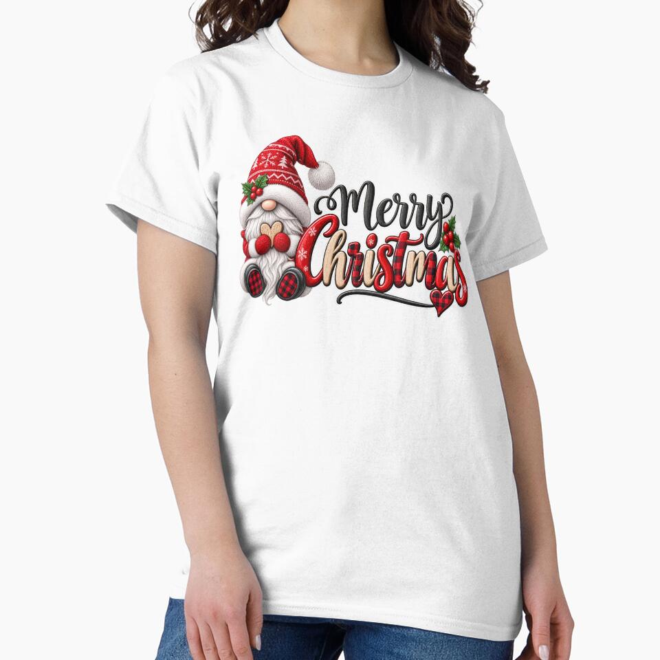 Cute Christmas Gnome Merry Christmas Design by Wild Ink Studio by Barbara