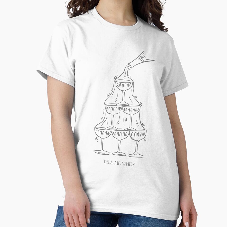 Tell Me When Champagne Tower Illustration | Celebration Party Drinks Design | Bar Cart Aesthetic Wall Art by InSeptember