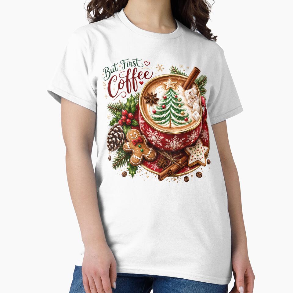 But First Coffee Cozy Festive Christmas Latte Art by DYAFLK