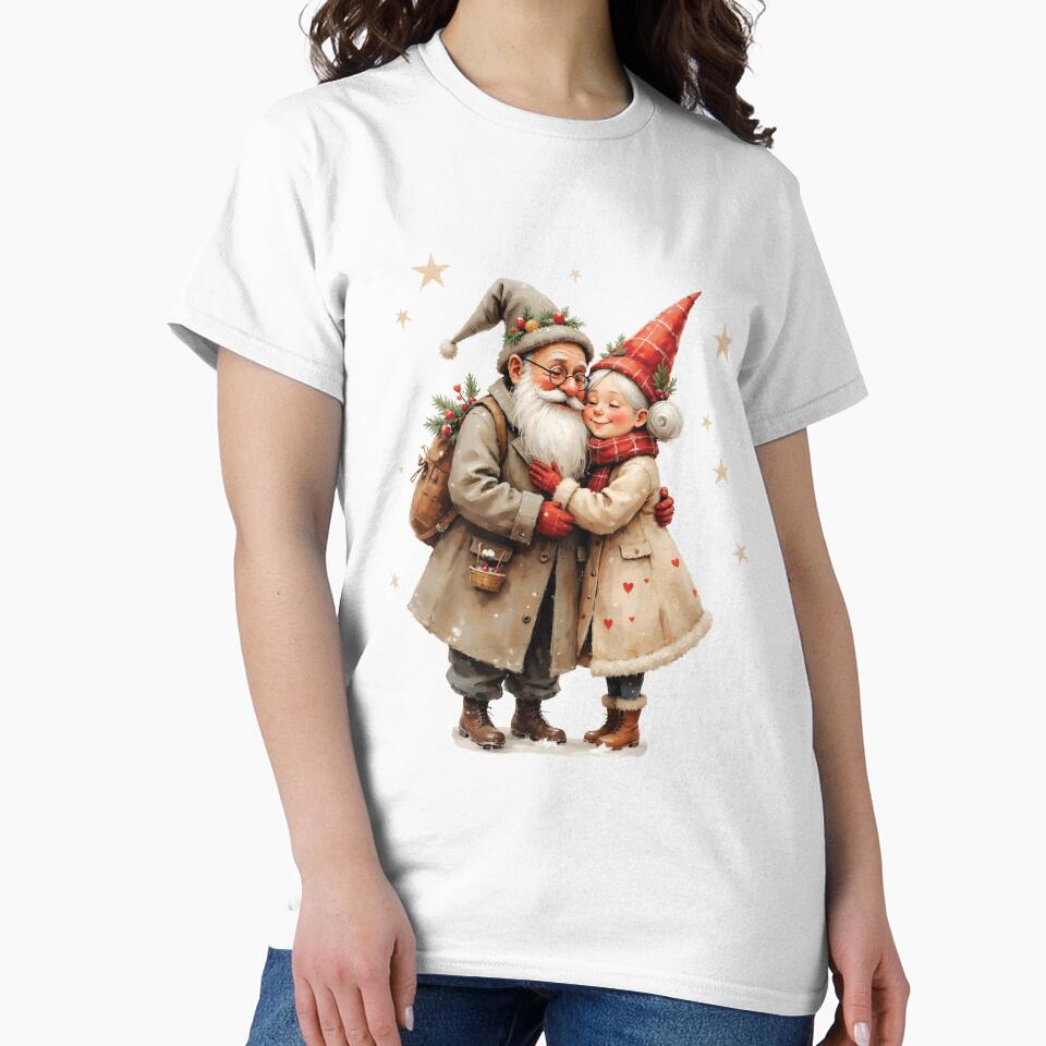 Cute Santa and Mrs Claus Gnome Couple Christmas Art by Connys Colorful World