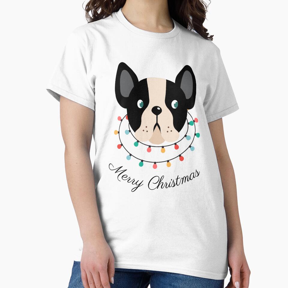 Merry Christmas Boston Terrier by MollyJaneArt
