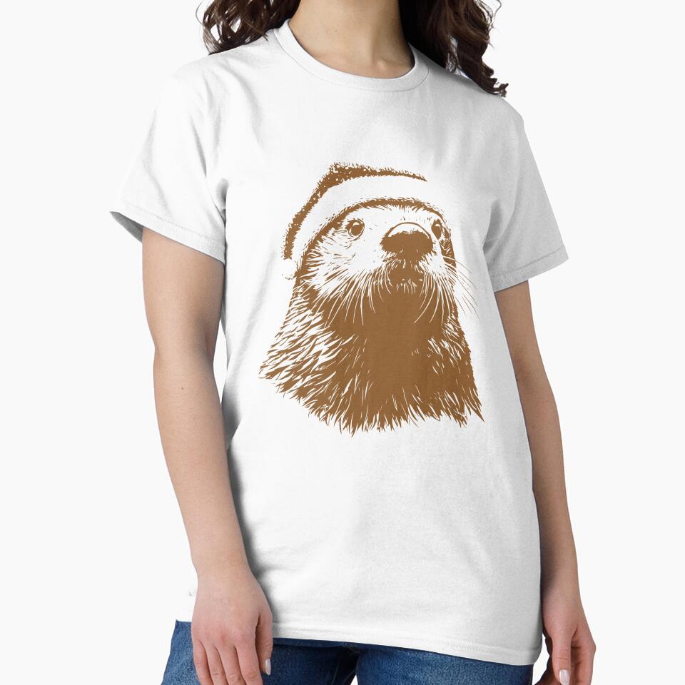 Festive Sea Otter with Santa Hat – Christmas Mug Design by JollyCritters