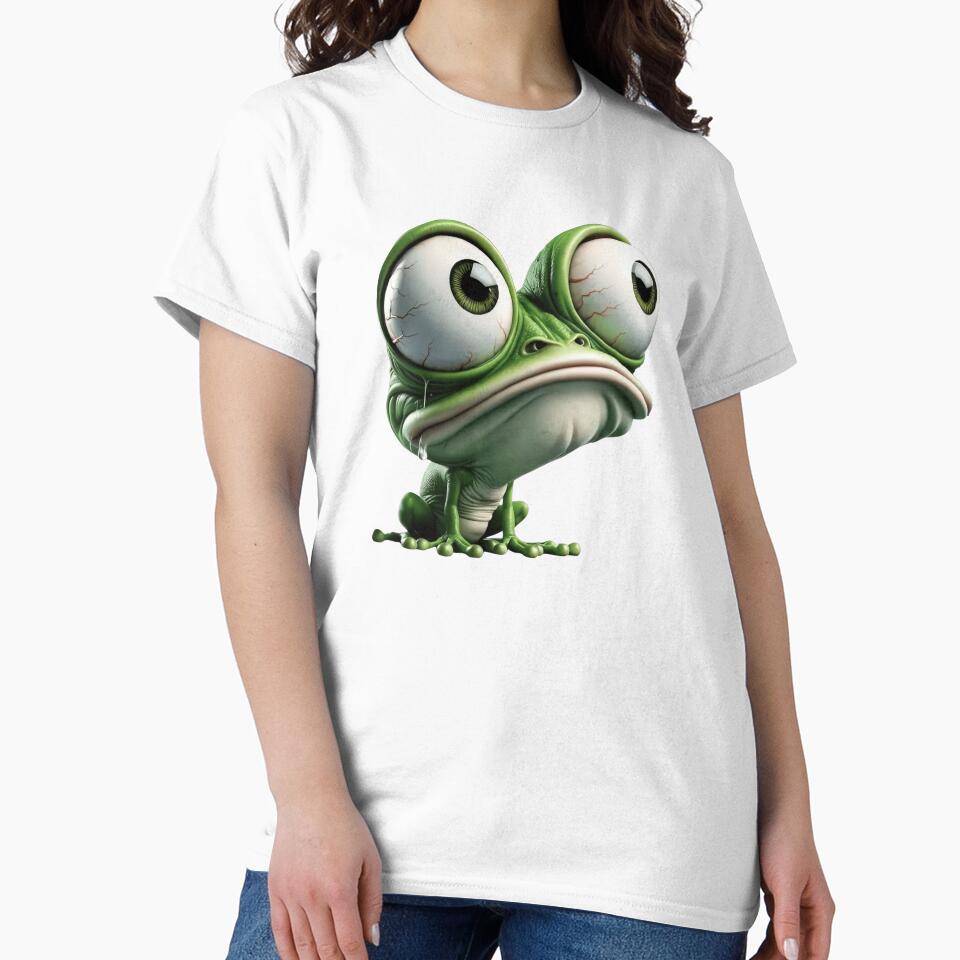 Funny Big Eyed Frog Cartoon – Cute Sad Amphibian Illustration by EMOTION SHOP