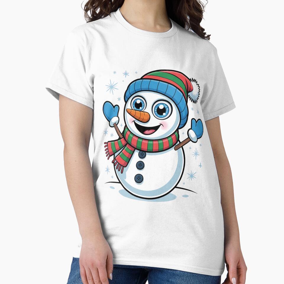 Cute Christmas Snowman – Blue & Red Winter Cartoon ❄️⛄️ by Mastihuba Studio™