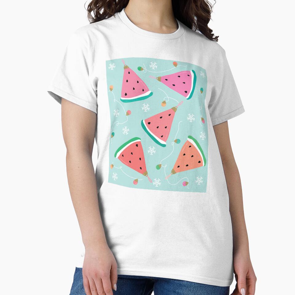 Watermelon Ornaments - Pink and Mint Art Print by TheBrightInk