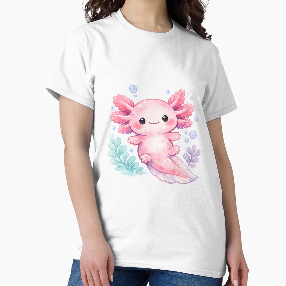 Cute Watercolor Axolotl - Pastel Kawaii Salamander Sticker Art by Day Dreamer