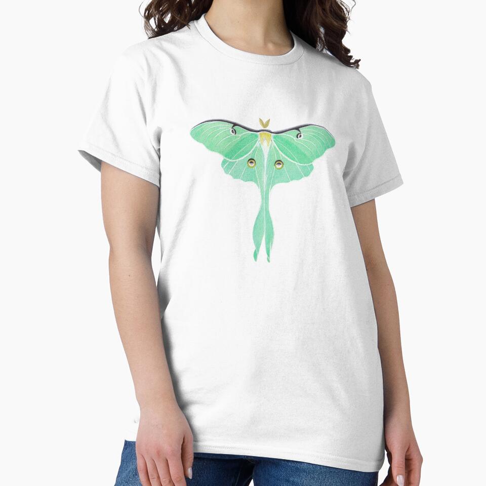 Luna Moth (Actias luna) watercolor painting by WhileIWonder