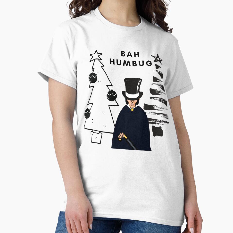 Christmas Scrooge Declaring Bah Humbug Black And White Design by StormyMuse