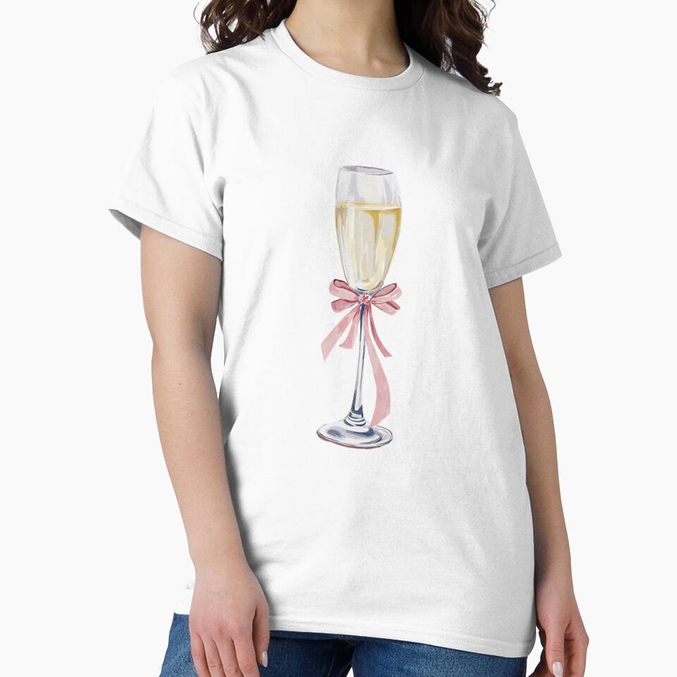 Elegant Champagne Glass with Pink Bow by GlowinUp Shop