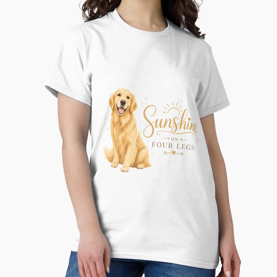 Sunshine on Four Legs Golden Retriever Dog Dad Kawaii T-Shirt by Ashley critters