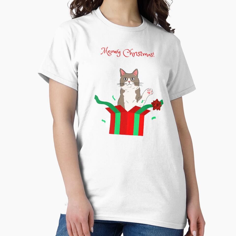 Meowy Christmas Brown Cat in Christmas Present Box by MYCatStuff