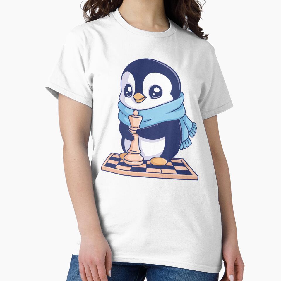 Cute Penguin Playing Chess Cozy Winter Kawaii Design by ArdjaN_PL