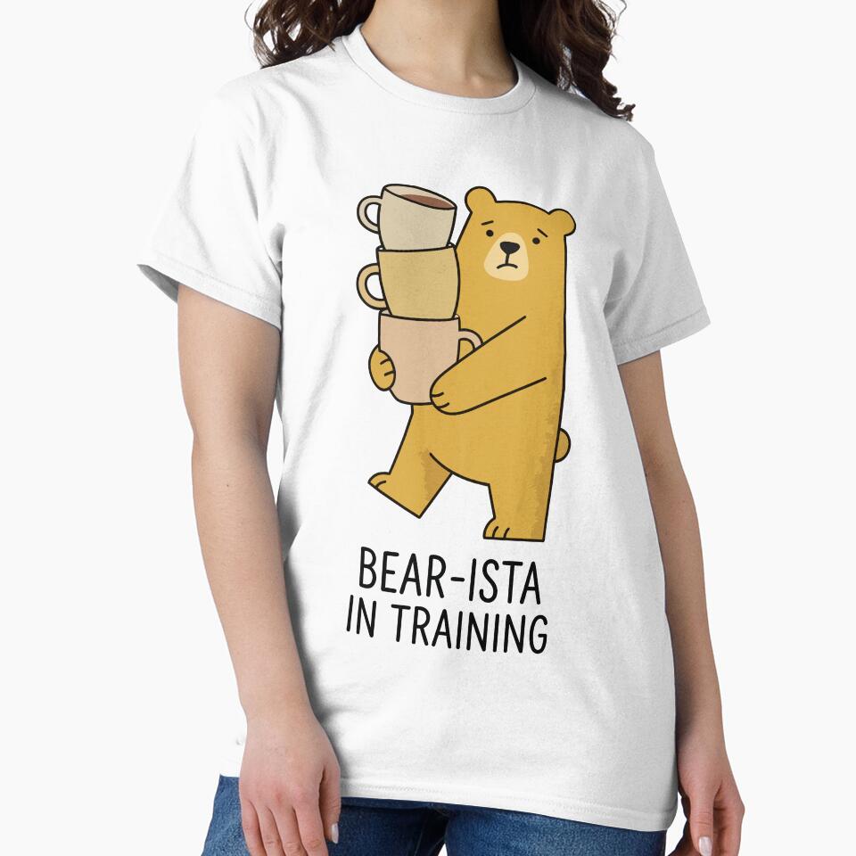 Bear-Ista In Training Cute Bear Stacking Coffee Cups by Amir Faysal