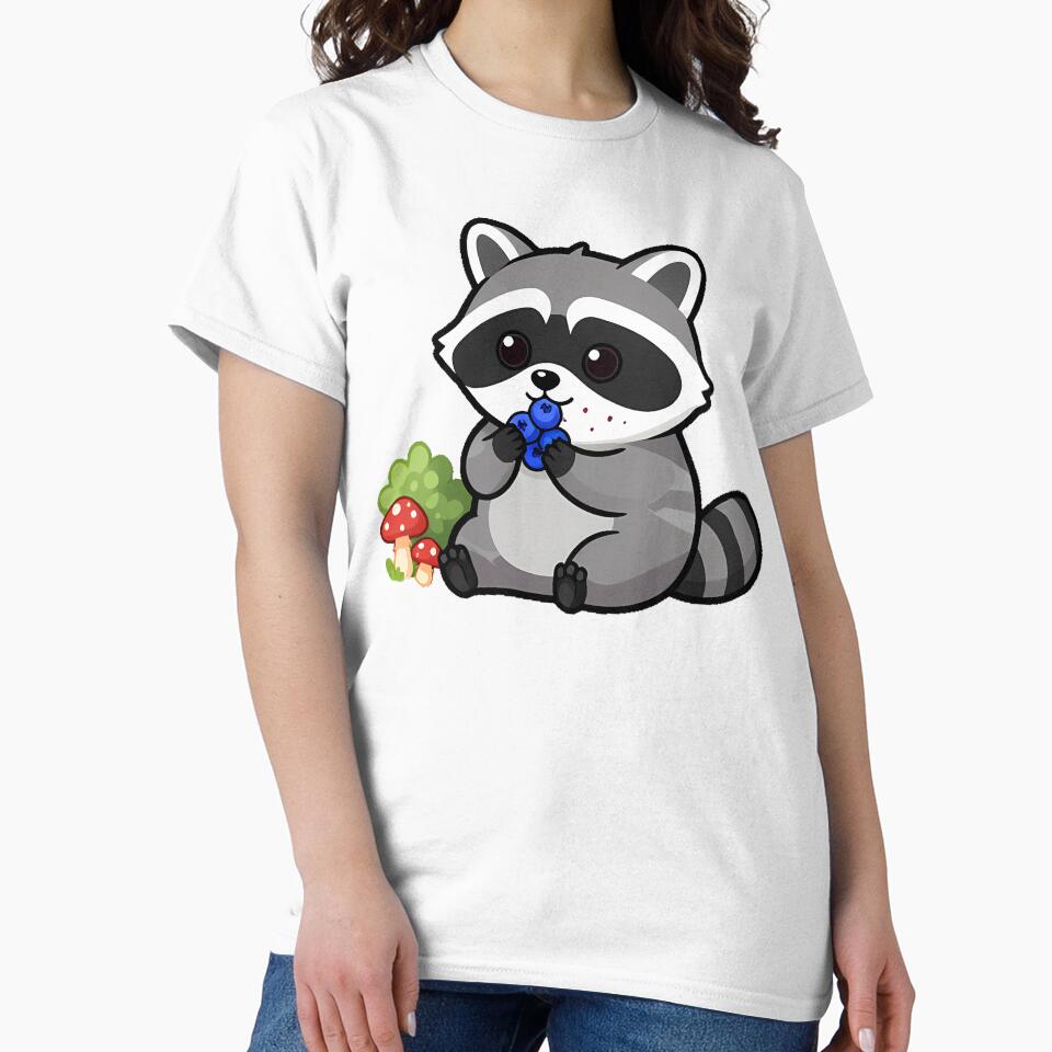 Raccoon Eating Wild Berries Near Mushrooms by pumsquare