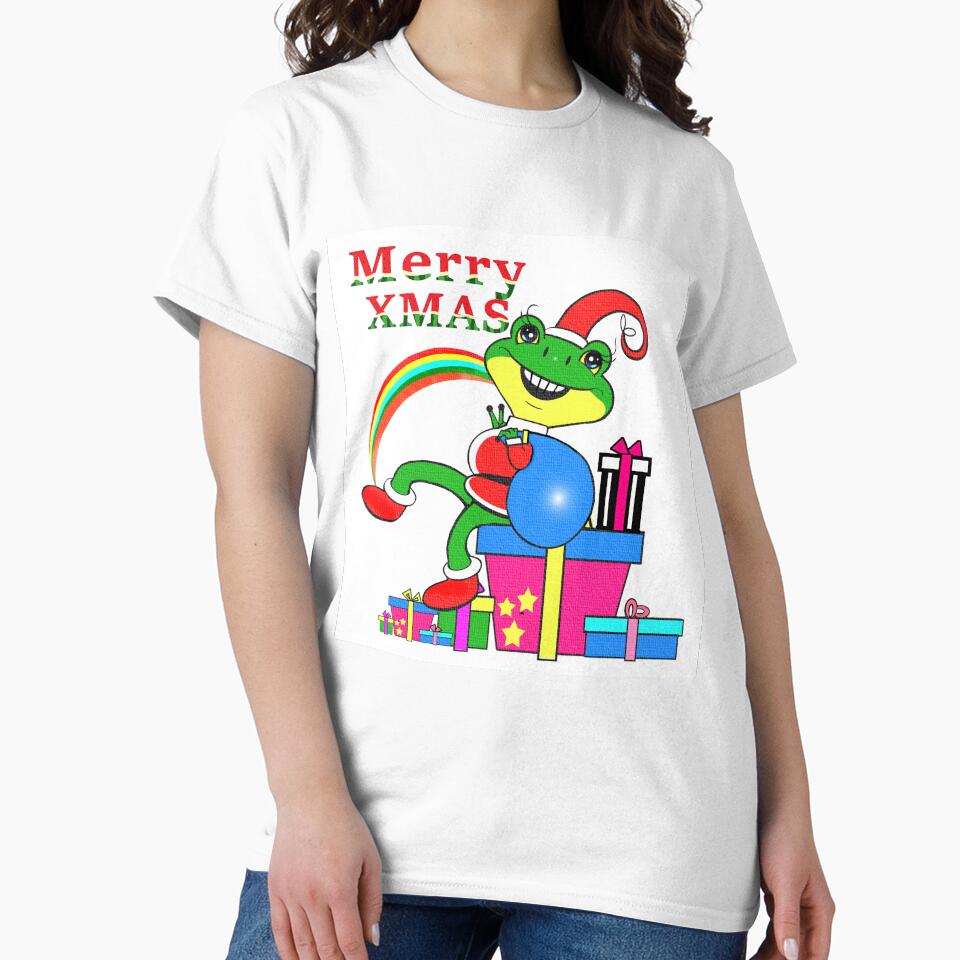 Happy Frog Santa Claus - Merry Christmas by Shirley cute art