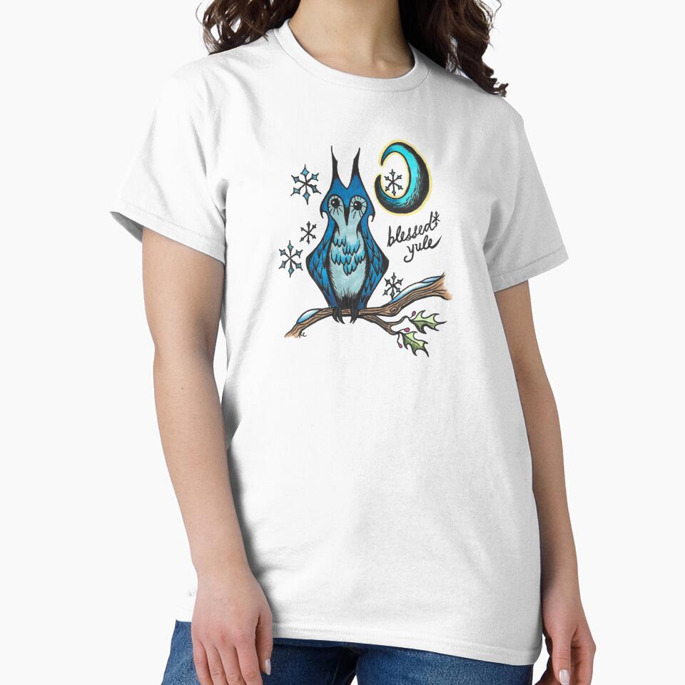 Winter Retro Owl - Blessed Yule by The White Bat