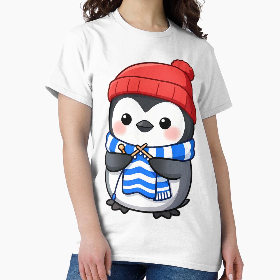 Cute Penguin Chick Knitting Royal Blue Scarf by pumsquare