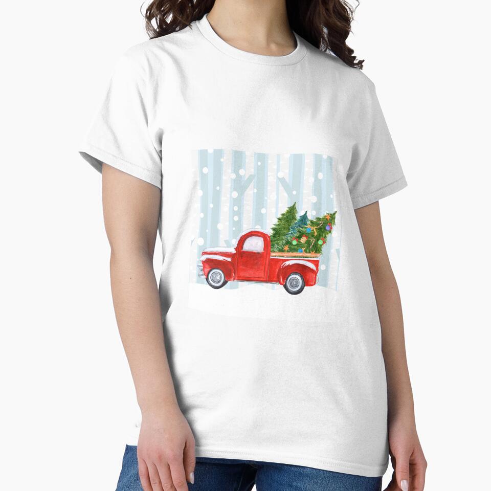 Red PickUp Truck Snowy Background by blayzeink