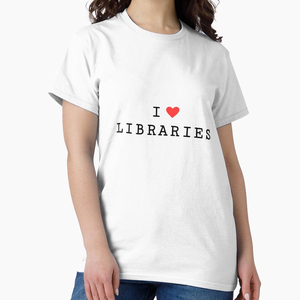 I Heart Libraries [Black with Red] by meowinggooseshop