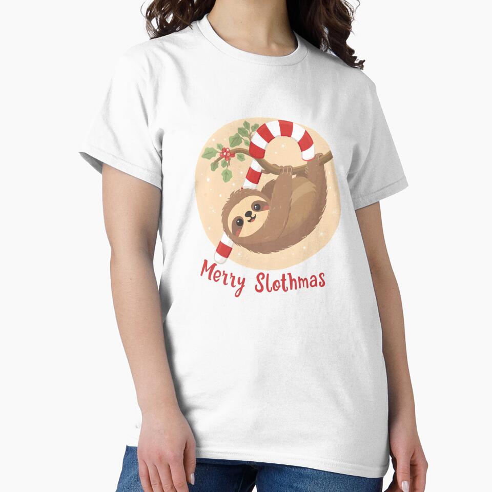 Merry Slothmas – Cute Sloth Christmas Candy Cane Design by gavinroyal