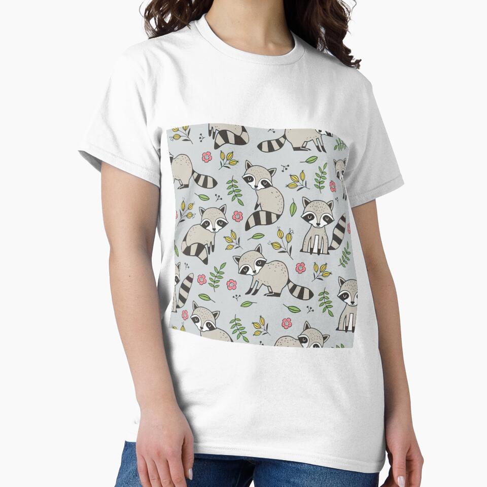 Raccoons Floral On Gray by SweetThreads79