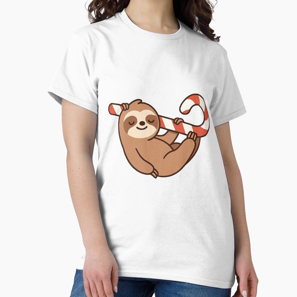 Sloth Lounging on Candy Cane Hammock – Cute Christmas Character by Confuzz1ed