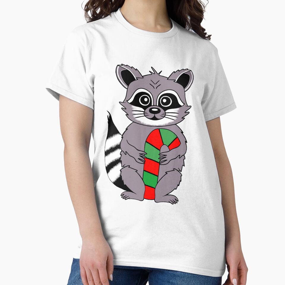 Cute Christmas Raccoon by Sartoris Art