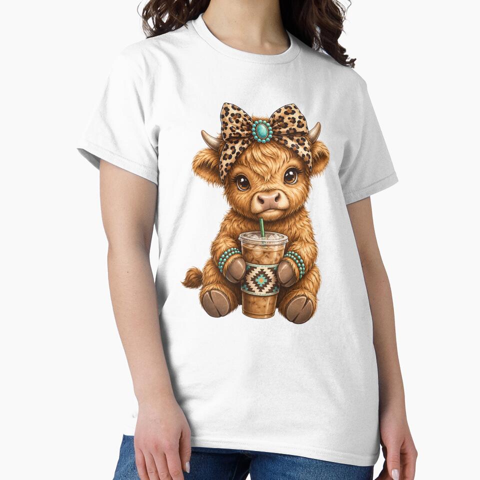 Cute Highland Cow Iced Coffee by GenesixDesign