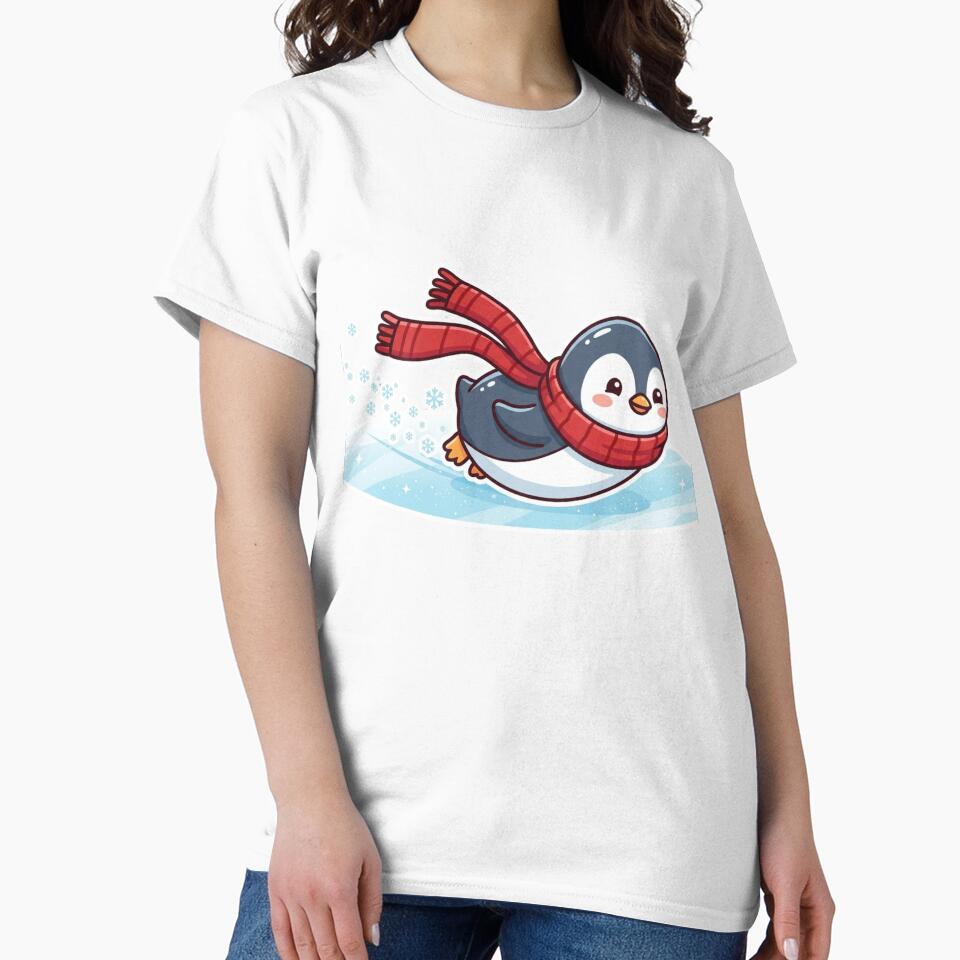 Penguin Sliding on Ice Scarf by NeonNerd Studio