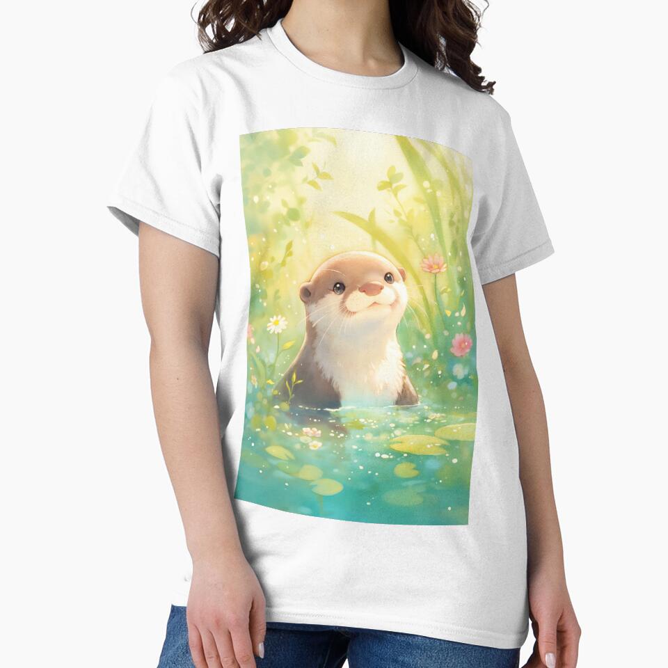Whimsical Otter in a Flowering Pond by AshiraCreations